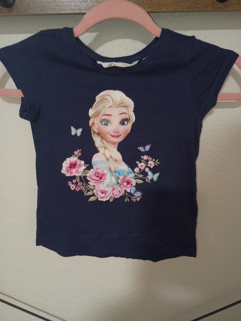 H&M Navy Elsa Floral Graphic Tee